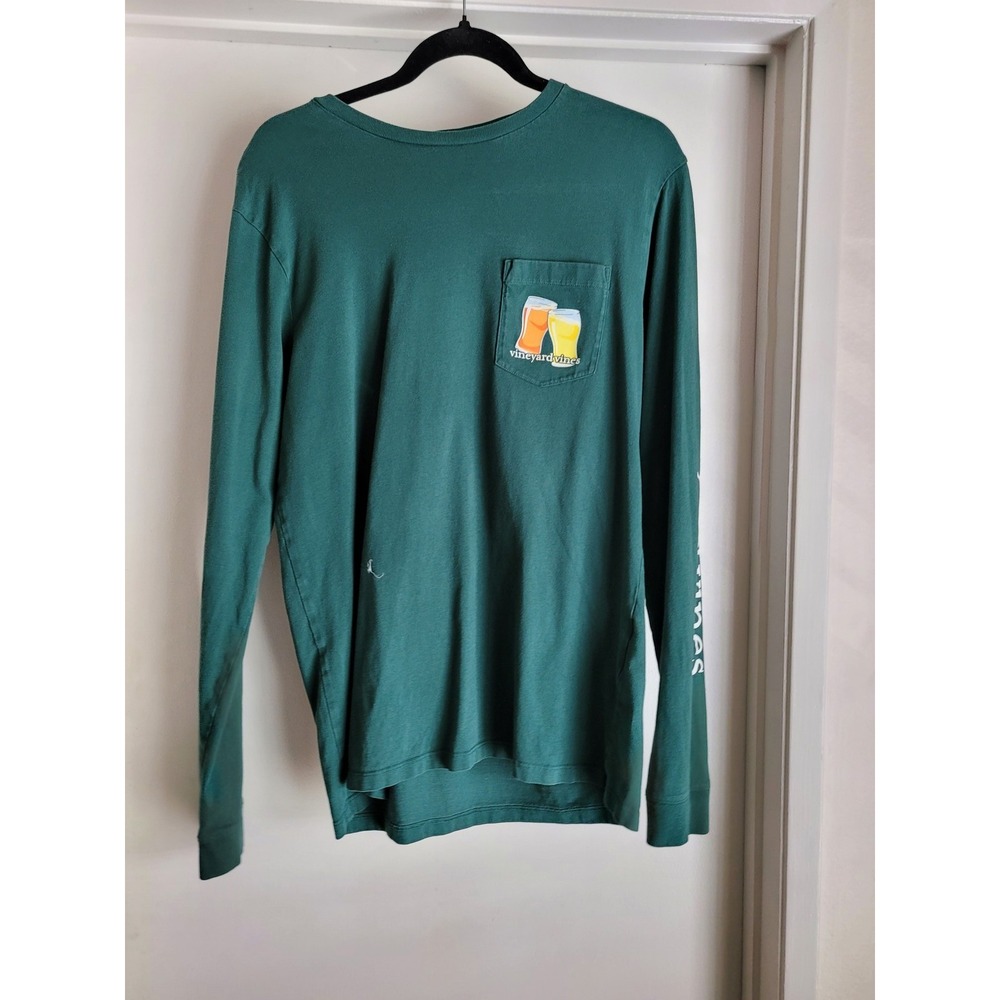 Vineyard Vines Men S Green Graphic Cotton Long Sleeve Crew Neck T-Shirt Tee